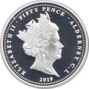 2019 SILVER ALDERNEY D DAY 75TH ANNIVERSARY 50P ( PROOF ) GOLD - SILVER WORLD COINS - Cambridgeshire Coins