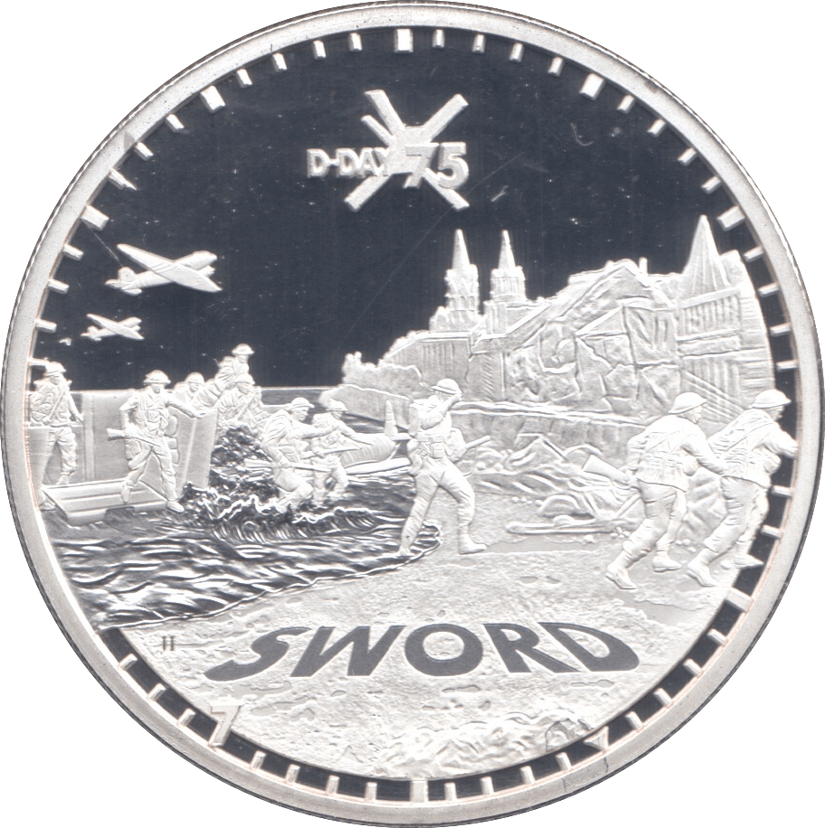 2019 SILVER ALDERNEY D DAY 75TH ANNIVERSARY 50P ( PROOF ) SWORD - SILVER WORLD COINS - Cambridgeshire Coins