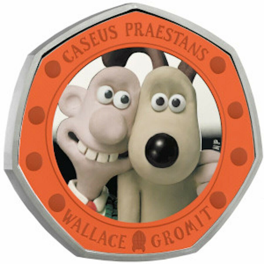 2019 Silver Proof 50p Fifty Pence Wallace & Gromit Royal Mint Coloured BOX + COA - Silver Proof 50p - Cambridgeshire Coins