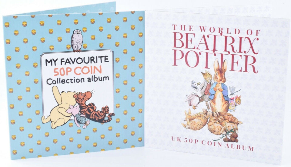 2020 BEATRIX POTTER PETER RABBIT WINNIE THE POOH 50P COIN ALBUMS TWIN PACK - Coin Album - Cambridgeshire Coins