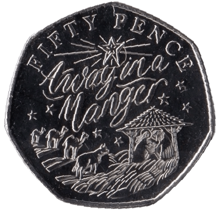 2020 CHRISTMAS 50P AWAY IN A MANGER GUERNSEY - 50P CHRISTMAS COINS - Cambridgeshire Coins