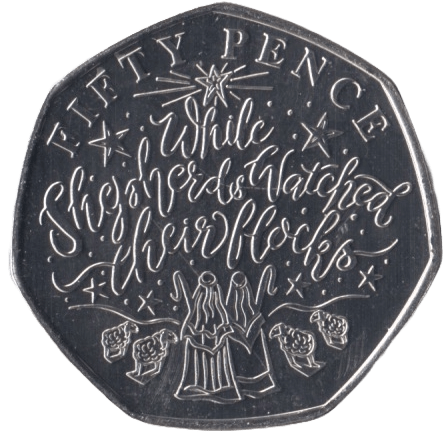 2020 CHRISTMAS 50P SHEPHERDS WATCHED THEIR FLOCKS GUERNSEY - 50P CHRISTMAS COINS - Cambridgeshire Coins