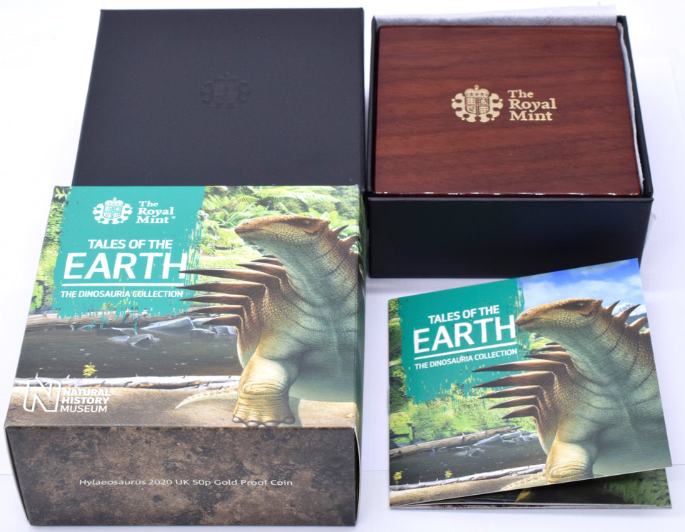 2020 Gold Proof 50p Fifty Pence Coin Hylaeosaurus Dinosauria Collection Royal Mint BOX + COA - Gold Proof 50p - Cambridgeshire Coins