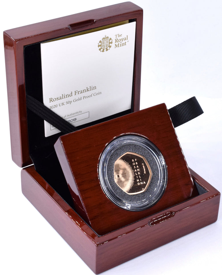 2020 Gold Proof Rosalind Franklin DNA 50p Coin BOX + COA Royal Mint - Gold Proof 50p - Cambridgeshire Coins