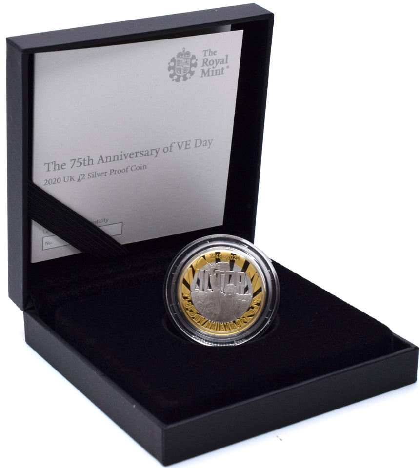 2020 Silver Proof £2 Two Pound Coin VE-Day Victory in Europe Royal Mint BOX+COA - Cambridgeshire Coins