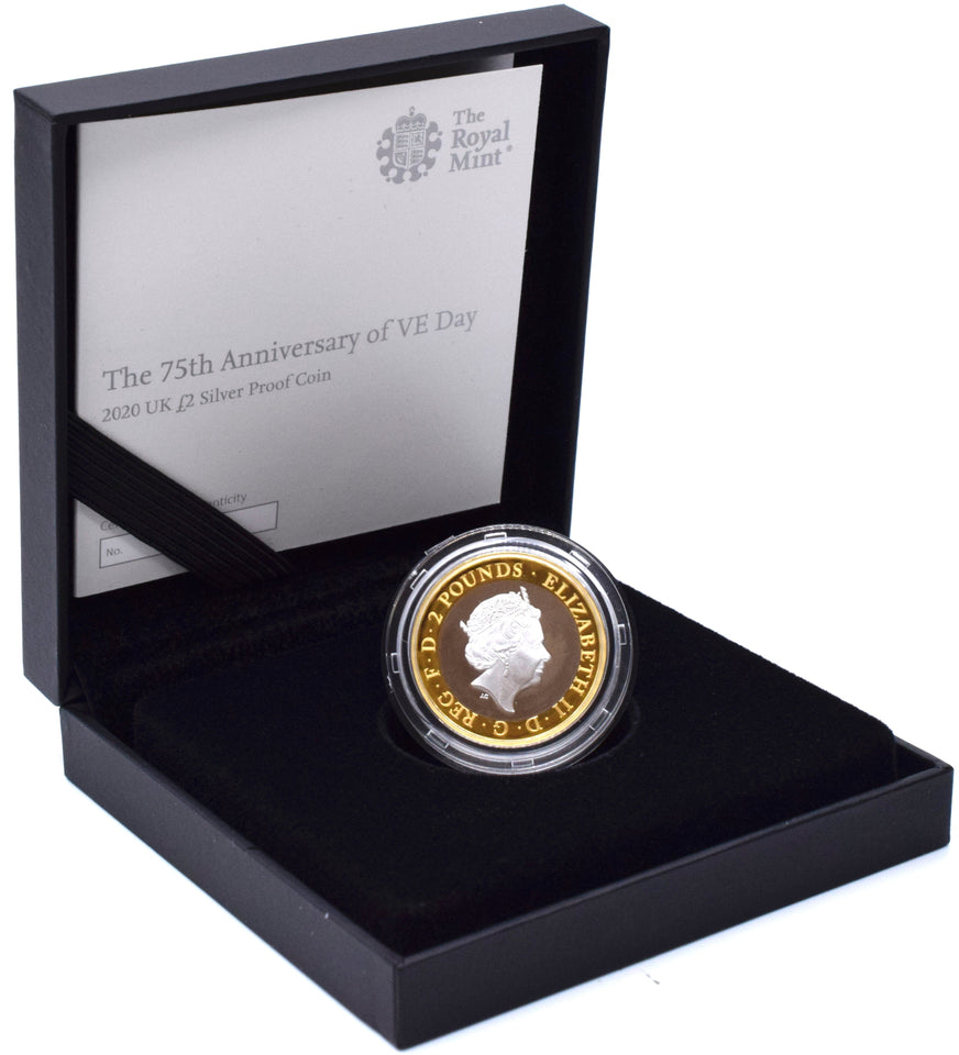 2020 Silver Proof £2 Two Pound Coin VE-Day Victory in Europe Royal Mint BOX+COA - Cambridgeshire Coins