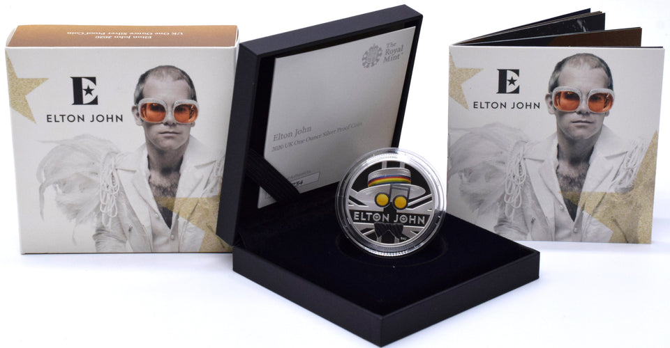 2020 UK One Ounce Silver Proof £2 Coin Sir Elton John Royal Mint BOX + COA - Cambridgeshire Coins