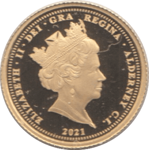 2021 ALDERNEY REMEMBRANCE GOLD PROOF QUARTER SOVEREIGN - GOLD COMMEMORATIVE - Cambridgeshire Coins