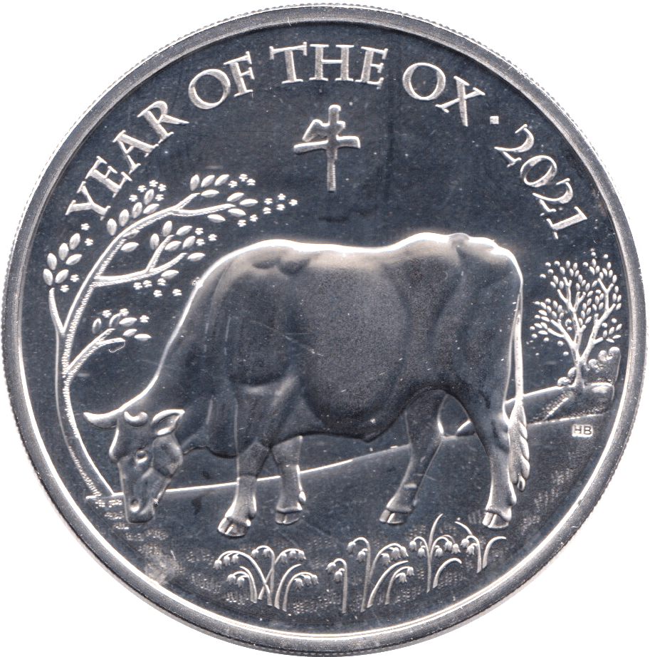 2021 BRILLIANT UNCIRCULATED £5 COIN YEAR OF THE OX LUNAR COIN BU - £5 BU - Cambridgeshire Coins