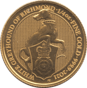 2021 GOLD BU £25 1/4 OUNCE BRITANNIA GREY HOUND OF RICHMOND - GOLD BRITANNIAS - Cambridgeshire Coins