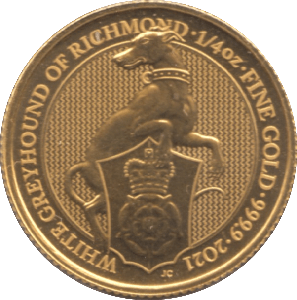 2021 GOLD BU £25 1/4 OUNCE BRITANNIA GREY HOUND OF RICHMOND - GOLD BRITANNIAS - Cambridgeshire Coins
