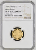 2021 GOLD PROOF ALDERNEY GOTHIC CROWN 1/2 SOVEREIGN (NGC) PF70 ULTRA CAMEO - NGC GOLD COINS - Cambridgeshire Coins