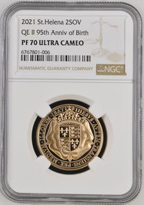 2021 GOLD PROOF DOUBLE SOVEREIGN 95TH ANNIVERSARY OF BIRTH NGC PF 70 ULTRA CAMEO - NGC CERTIFIED COINS - Cambridgeshire Coins