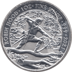 2021 ROBIN HOOD 1 OZ FINE SILVER BRITANNIA TWO POUNDS - SILVER WORLD COINS - Cambridgeshire Coins