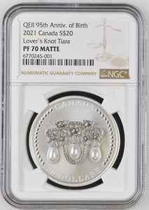 2021 SILVER CANADA S$20 LOVER'S KNOT TIARA ( NGC ) PF70 MATTE - NGC SILVER COINS - Cambridgeshire Coins