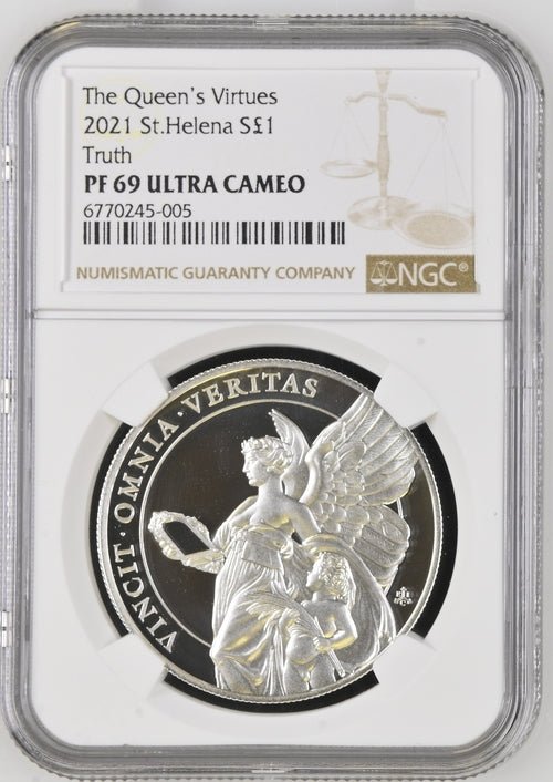 2021 SILVER PROOF ST.HELENA S£1 Truth ( NGC ) PF69 ULTRA CAMEO - NGC SILVER COINS - Cambridgeshire Coins