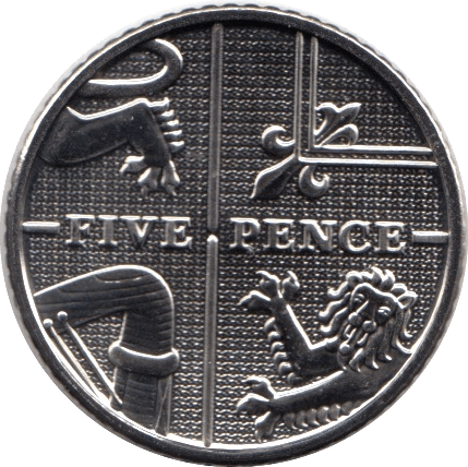 2022 5P FIVE PENCE BRILLIANT UNCIRCULATED BU COIN SECTION OF SHIELD - 5p BU - Cambridgeshire Coins