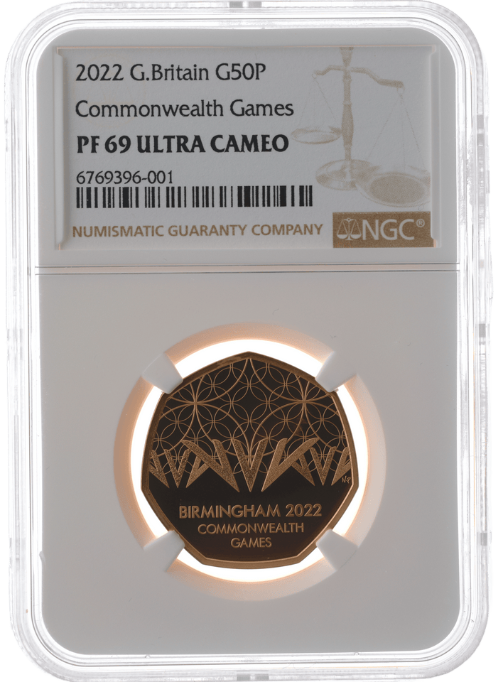 2022 Gold Proof 50P Queen Elizabeth II COMMONWEALTH GAMES (NGC) PF69 ULTRA CAMEO - NGC CERTIFIED COINS - Cambridgeshire Coins