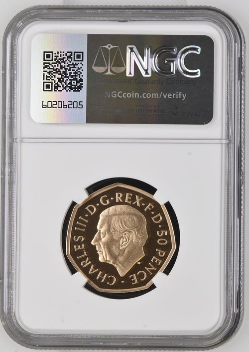 2022 GOLD PROOF HM QE II MEMORIAL 50P (NGC) PF69 ULTRA CAMEO - NGC GOLD COINS - Cambridgeshire Coins