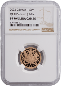 2022 GOLD PROOF SOVEREIGN QE II PLATINUM JUBILEE (NGC) PF 70 ULTRA CAMEO - NGC CERTIFIED COINS - Cambridgeshire Coins