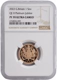 2022 GOLD PROOF SOVEREIGN QE II PLATINUM JUBILEE (NGC) PF 70 ULTRA CAMEO - NGC CERTIFIED COINS - Cambridgeshire Coins