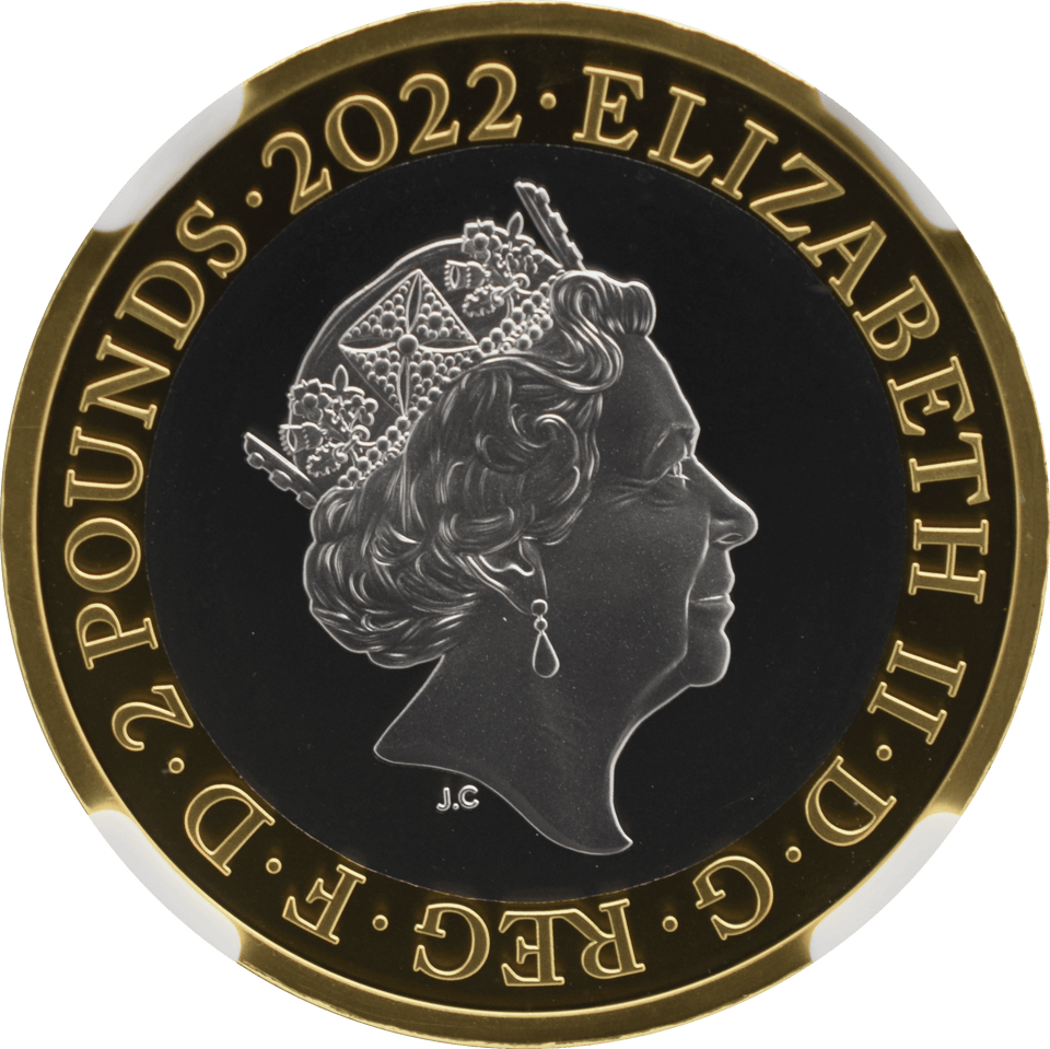 2022 Platinum Proof £2 Queen Elizabeth II GILT ALEXANDER GRAHAM BELL (NGC) PF70 ULTRA CAMEO - NGC CERTIFIED COINS - Cambridgeshire Coins