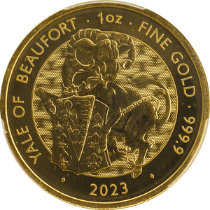 2023 GOLD PROOF YALE OF BEAUFORT AU ROYAL TUDOR BEASTS PCGS MS65 - NGC CERTIFIED COINS - Cambridgeshire Coins