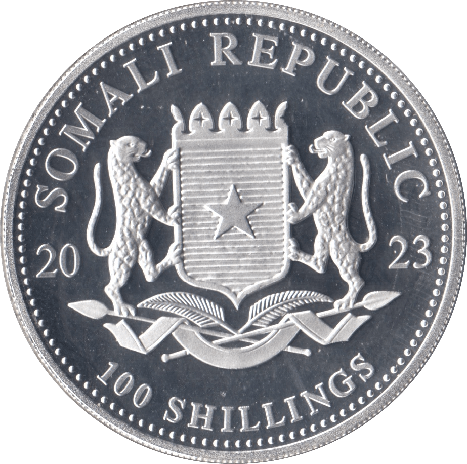 2023 SILVER PROOF 100 SHILLINGS AFRICA WILDLIFE LEOPARD SOMALIA - SILVER WORLD COINS - Cambridgeshire Coins