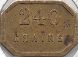 240 GRAIN CHEMISTS WEIGHT BRITISH BRASS REF H146 - Token - Cambridgeshire Coins