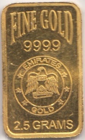 2.5 GRAMS GOLD .999 FINE GOLD EMIRATES - GOLD BAR - Cambridgeshire Coins