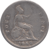 1842 FOURPENCE ( FAIR ) 8 - Fourpence - Cambridgeshire Coins