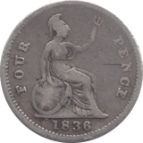1836 FOUR PENCE ( FAIR ) 8 - Fourpence - Cambridgeshire Coins