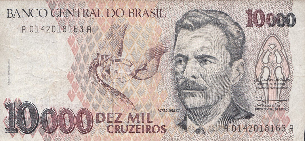 10000 CRUZEIROS BANKNOTE BRAZIL ( REF 236 )
