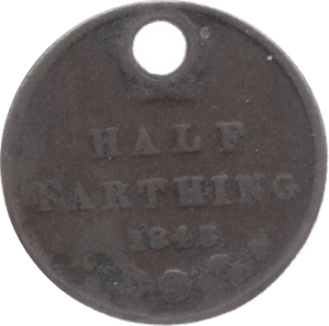 1845 HOLED HALF FARTHING REF 32 - Half Farthing - Cambridgeshire Coins
