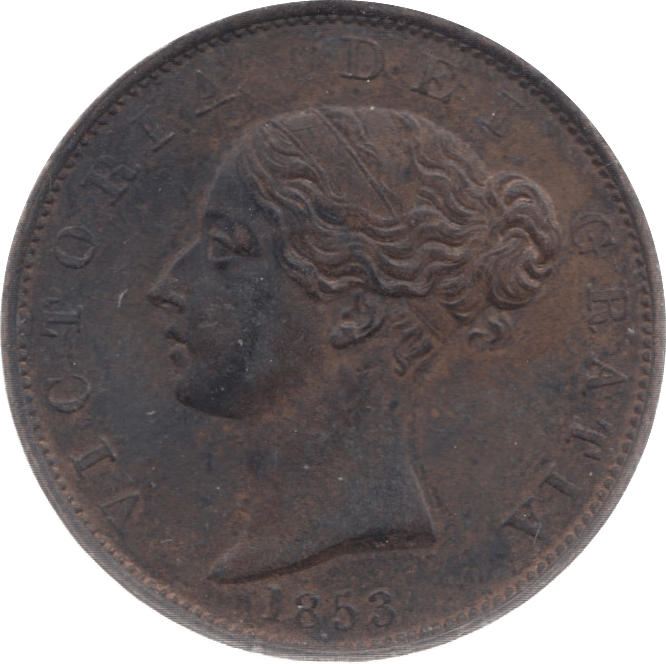 1853 HALFPENNY ( AUNC ) 3 - Halfpenny - Cambridgeshire Coins