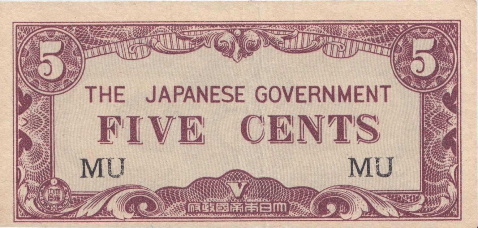 Japanese Invasion Banknotes 5 CENTS WWII JAPANESE OCCUPATION BANKNOTE MALAYA REF 836 World ...