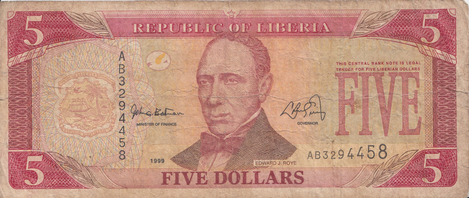 5 DOLLARS BANKNOTE LIBERIA ( REF 115 ) - World Banknotes - Cambridgeshire Coins