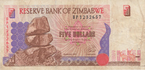5 DOLLARS BANKNOTE ZIMBABWE ( REF 123 ) - World Banknotes - Cambridgeshire Coins