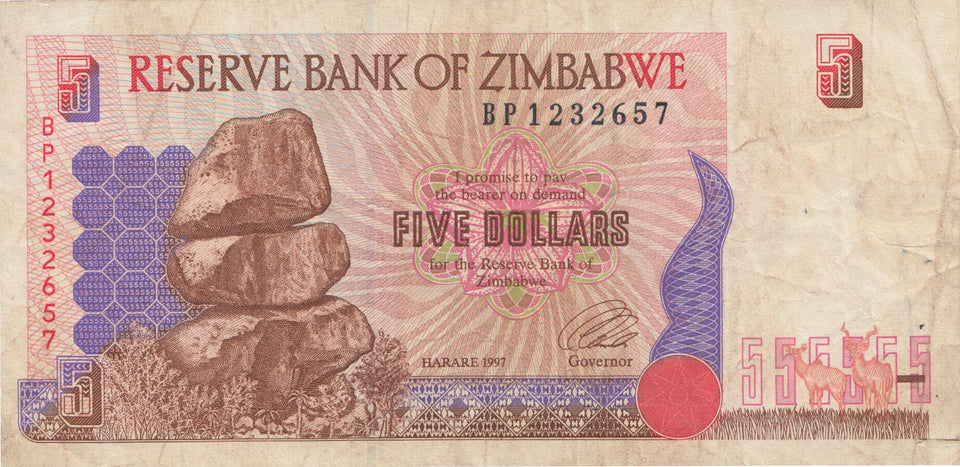 5 DOLLARS BANKNOTE ZIMBABWE ( REF 123 ) - World Banknotes - Cambridgeshire Coins
