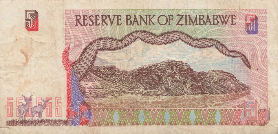 5 DOLLARS BANKNOTE ZIMBABWE ( REF 123 ) - World Banknotes - Cambridgeshire Coins