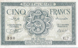 5 FRANCS BANQUE DE L'ALGERIE ALGERIAN BANKNOTE REF 7 - World Banknotes - Cambridgeshire Coins
