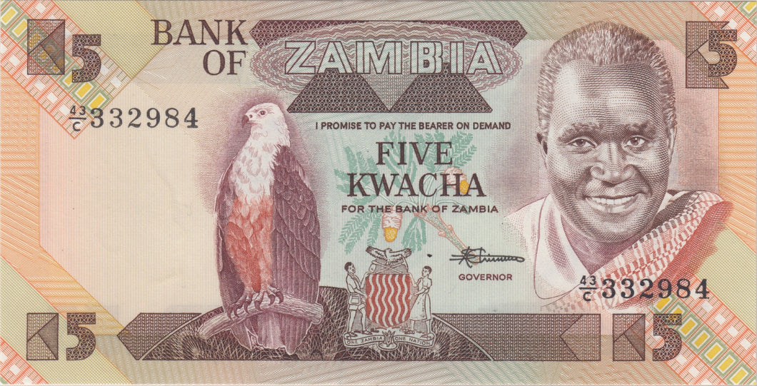5 KWACHA BANKNOTE ZAMBIA REF 1576 - World Banknotes - Cambridgeshire Coins