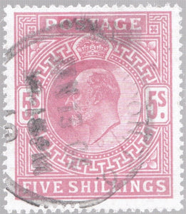 5 SHILLINGS RED STAMP VICTORIAN EDWARD VII SG 264 REF 13 - BRITISH STAMPS - Cambridgeshire Coins