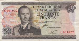 50 FRANCS GRANDE DUCHE DE LUXEMBOURG 1972 REF 398 - World Banknotes - Cambridgeshire Coins