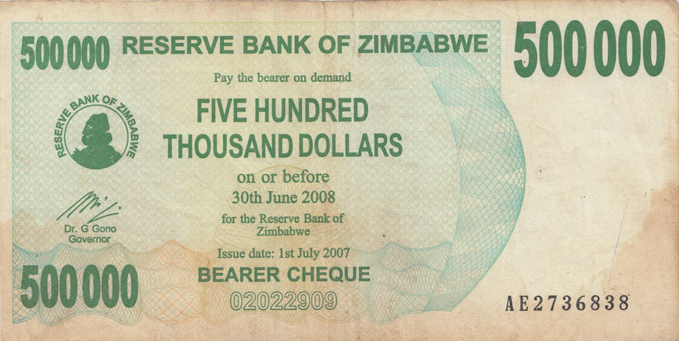 500000 DOLLARS BANKNOTE ZIMBABWE ( REF 119 ) - World Banknotes - Cambridgeshire Coins