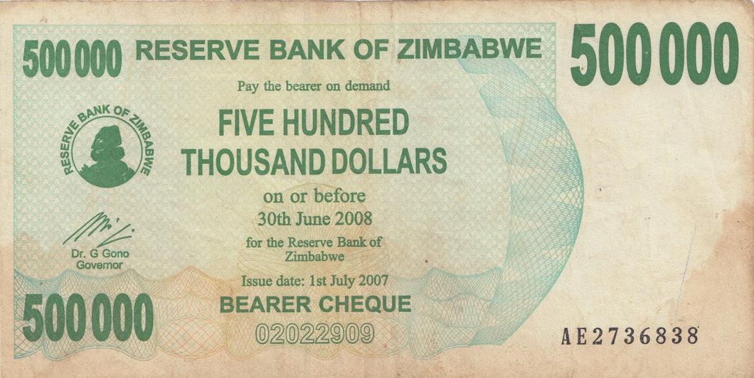 500000 DOLLARS BANKNOTE ZIMBABWE ( REF 119 ) - World Banknotes - Cambridgeshire Coins
