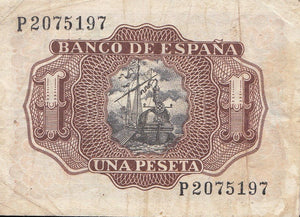 1 PESETA BANKNOTE SPAIN ( REF 273 )