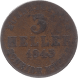 1843 GERMAN STATES 3 HELLER 6 - WORLD COINS - Cambridgeshire Coins