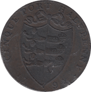 1794 CINQUE PORT HALFPENNY TOKEN