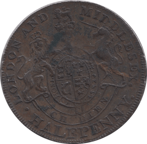 1790 LONDON & MIDDLESEX HALFPENNY TOKEN